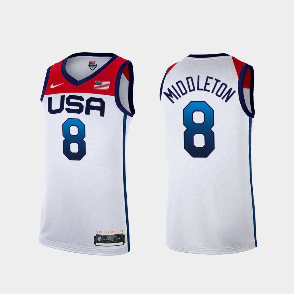 2021 Olympic USA #8 Middleton White Nike NBA Jerseys->more jerseys->NBA Jersey